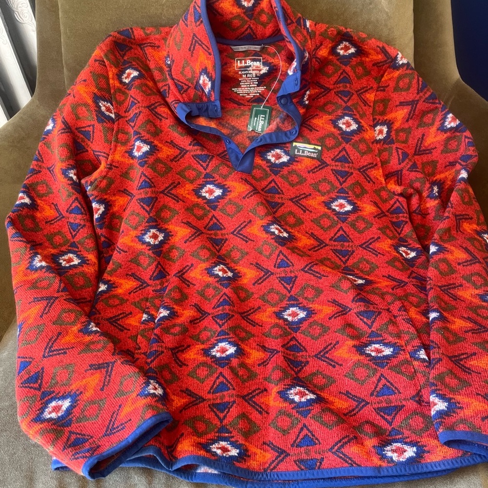 L.L. Bean Red and Blue Knit Sweater